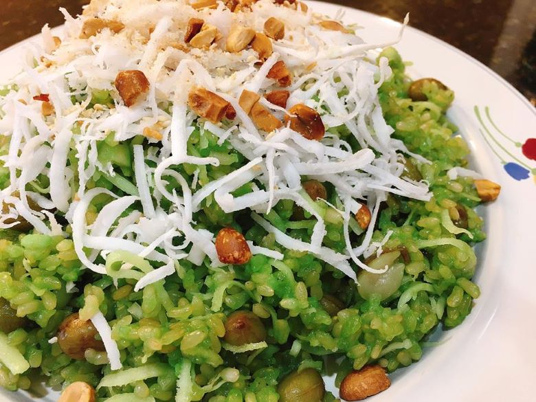 Xôi lá dứa đậu phộng Xôi lá dứa đậu phộng