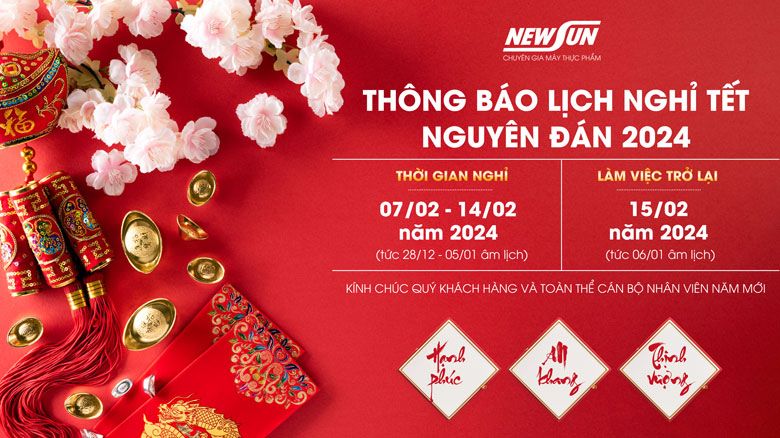 NEWSUN - Thông báo lịch nghỉ Tết Nguyên đán Giáp Thìn 2024